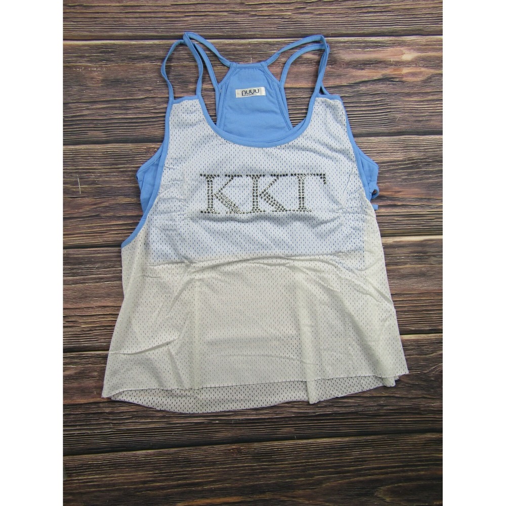 NUYU NEW‎ Womens XL White Kappa Kappa Gamma KKG Sorority Mesh Tank Top Nukini